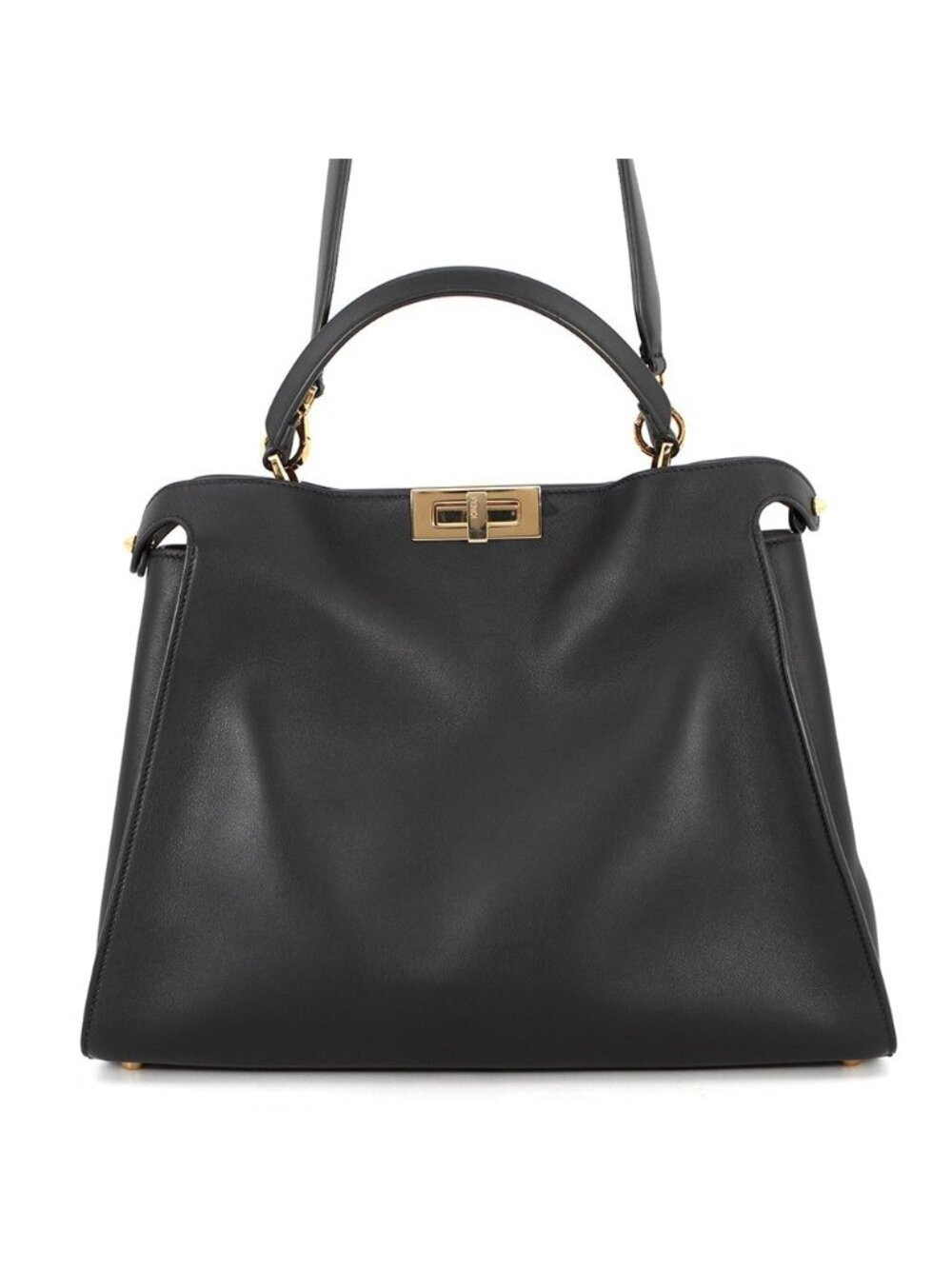 Fendi Peekaboo Essential Leather 2-Way Shoulder Bag Black